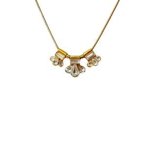 Fossil Gold & Crystal Pendant Necklace 16"